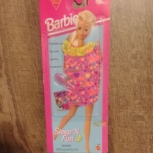 Barbie Pink Multicolor Heart & Star Sleep Sack with Brush